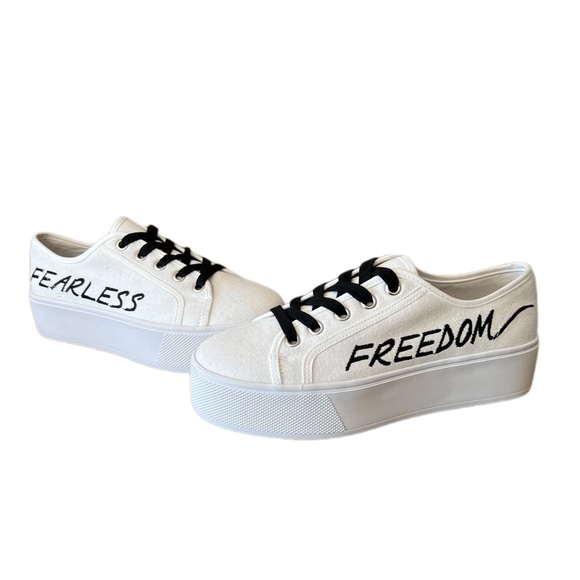 STEVE MADDEN platform canvas sneakers|freedom and fearless|size 6.5(run small) - Picture 2 of 8